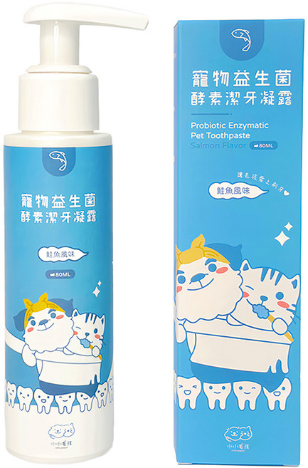 Little poppet 小小毛孩 寵物益生菌酵素潔牙凝露 鮭魚風味, 80ml, 1瓶