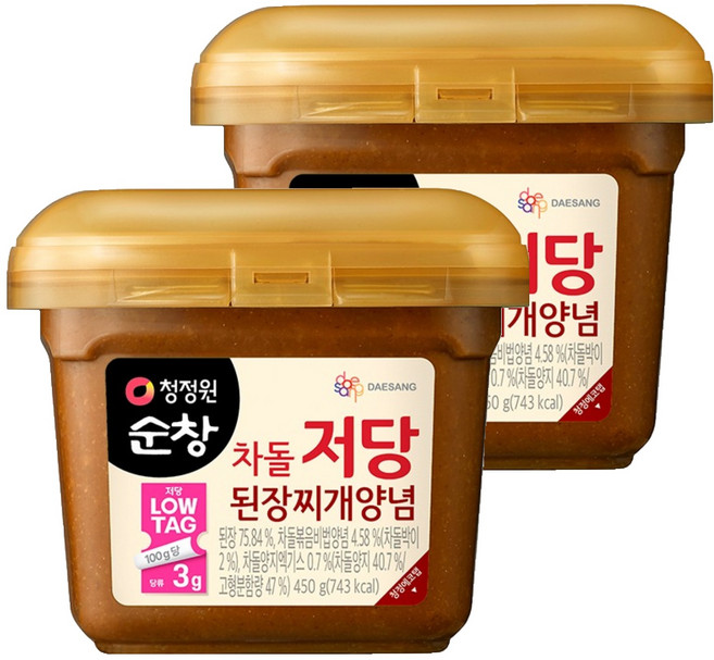 청정원순창 차돌 저당 된장찌개양념, 450g, 2개