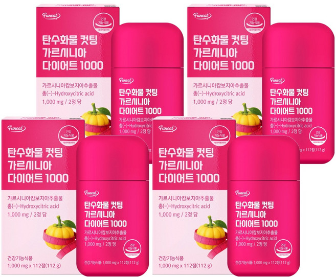 Funeat 藤黃果美體錠 1000mg, 4瓶, 112錠