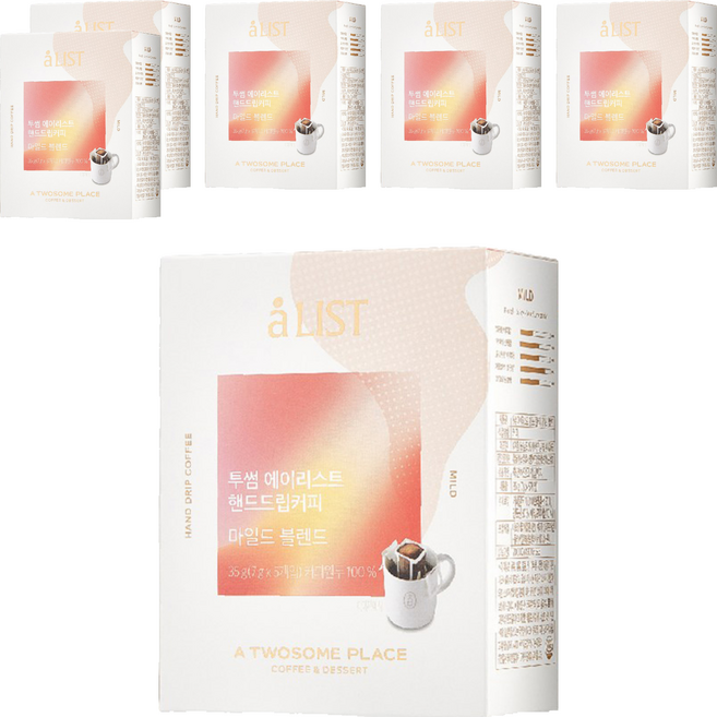 aLIST 마일드 블렌드 핸드 드립백 커피, 7g, 5개입, 6개