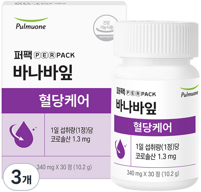 풀무원건강생활 혈당케어 바나바잎추출물, 30정, 3개