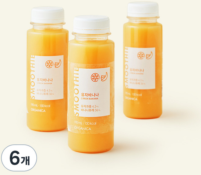 올가니카 유자바나나 과채주스, 190ml, 6개
