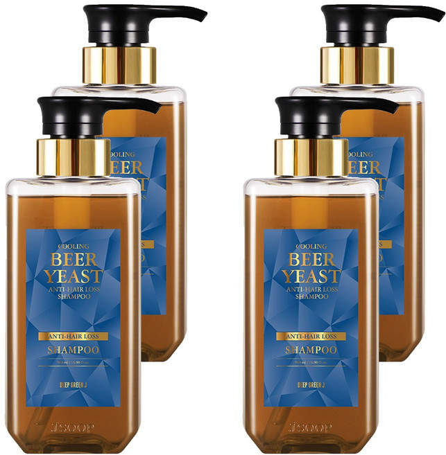 딥그린제이 맥주효모 쿨링 탈모 샴푸, 500ml, 4개