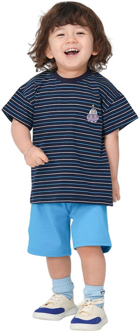 삼소니 남아용 통기성 별나라 반팔 등원복 세트