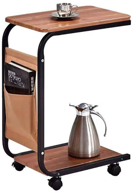 沙發邊桌 帶輪款, 胡桃色