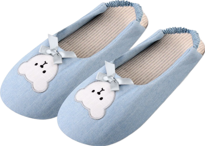 컬러매치 여성용 구미 덧신 실내화, 블루, 1개