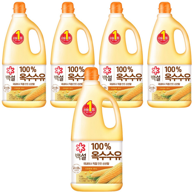 백설 옥수수유, 1.8L, 5개