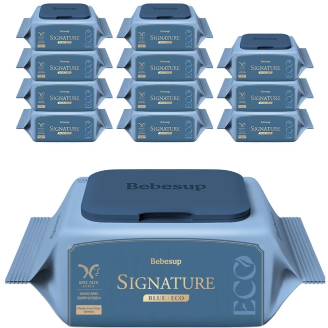베베숲 시그니처 블루 에코 유아물티슈 휴대캡형, 75g, 20매, 12개 - 쿠팡