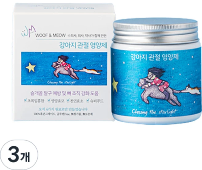 우프앤먀오 강아지 영양제, 뼈/관절강화, 3개, 60g - 쿠팡