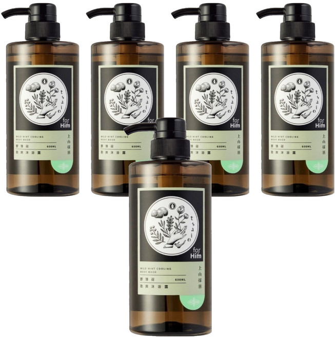 tsaio 上山採藥 野薄荷勁爽沐浴露, 600ml, 5瓶