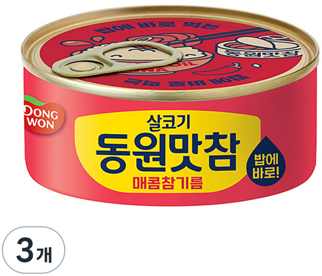 동원 살코기 동원맛참 매콤참기름 통조림, 90g, 3개