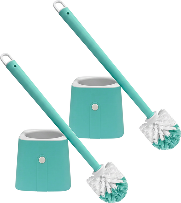 EASY CLEANER 家簡塵除 時尚輕巧馬桶刷 10.5 x 10 x 40cm, 藍綠色, 2組