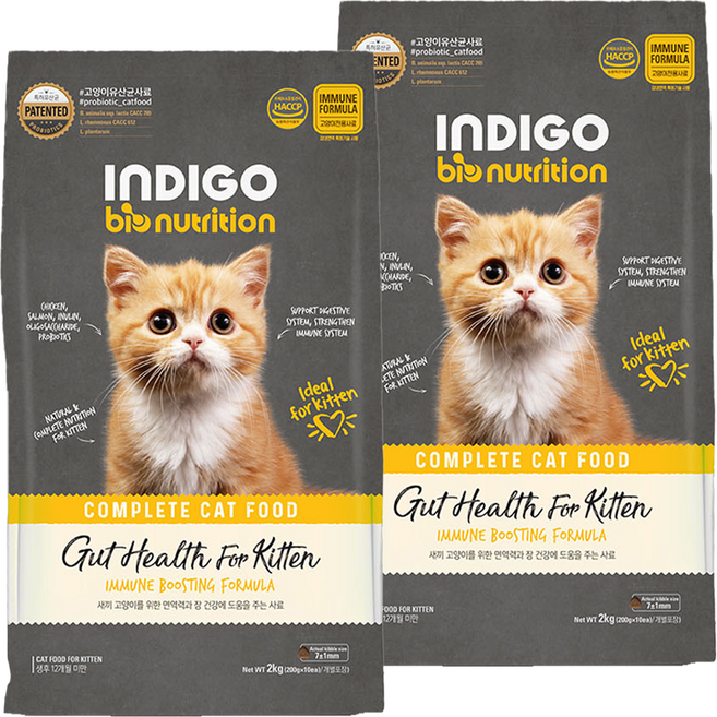INDIGO 고양이 바이오뉴트리션 면역앤 기능성 사료, 키튼, 2kg, 2개