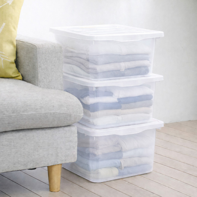 보노하우스 레브스토리지 수납박스, 투명, L(350 x 385 x 205 mm), 3개