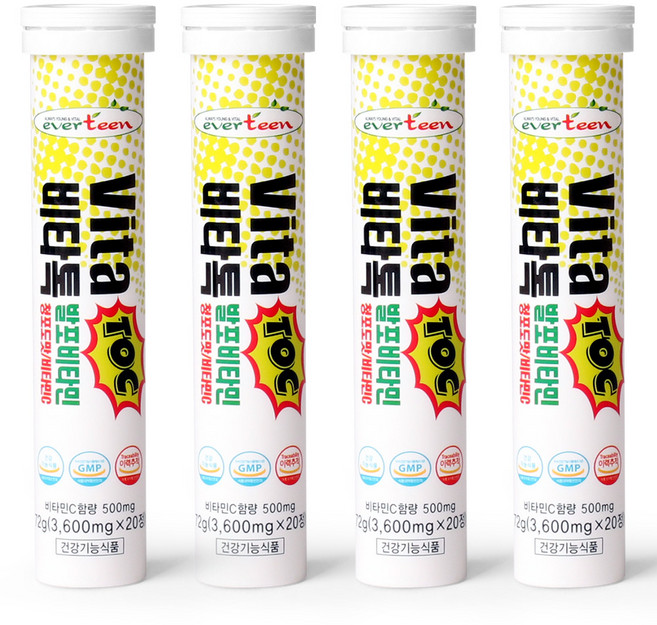 에버틴 비타톡 발포비타민 청포도맛, 20정, 4개