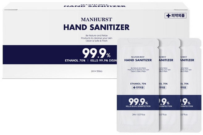 맨허스트 일회용 손 소독제 100p, 200ml, 1개