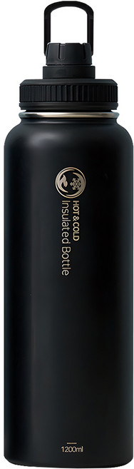 리벤스 핸들 보온보냉 스텐 보틀 텀블러, 블랙, 1.2L, 1개