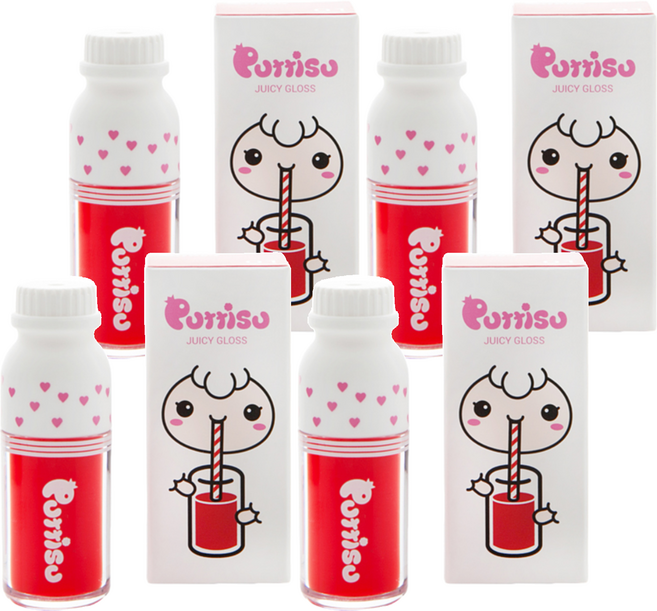 뿌띠슈 어린이 쥬시 립 글로스 3.2g, 레드루비, 4개