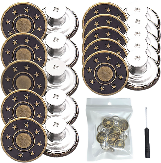 밝은리빙 바지수선 요술단추, 브론즈스타, 10개