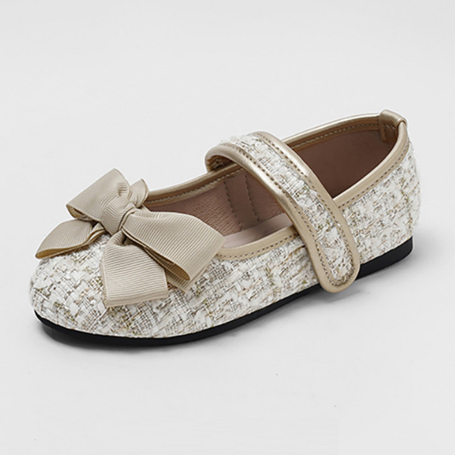 착한구두 여아용 에트 트위드 벨크로 리본 플랫슈즈 PMFBR1h901