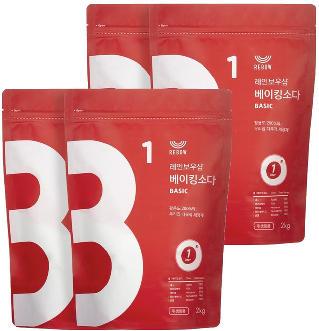 레인보우샵 베이킹소다 베이직, 2kg, 4개