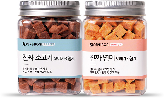 페페로니 강아지 진짜 오메가3 트릿, 혼합맛(소고기/연어), 180g, 1세트
