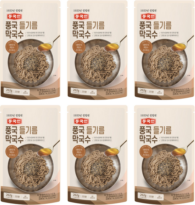 풍국면 풍국 들기름 막국수, 262g, 6개