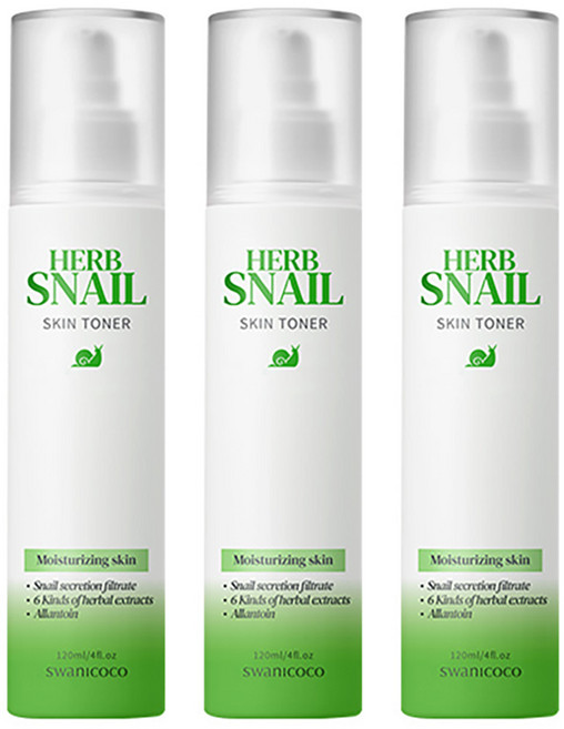 스와니코코 허브 스네일 스킨토너, 3개, 120ml