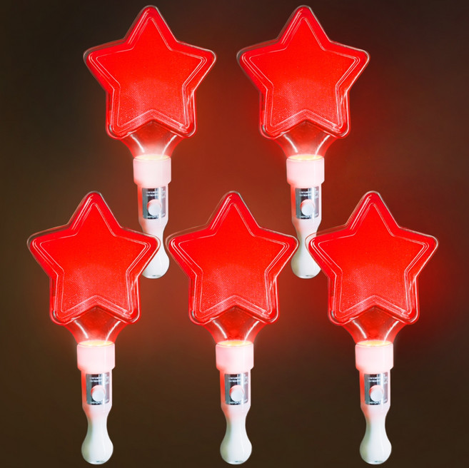 비에이비오 LED 큐티 응원 별 야광봉, 레드, 5개