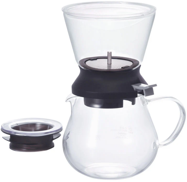 HARIO 好璃奧 LARGO迷你泡茶壺組 上壺350ml + 茶壺450ml, 透明色 + 黑色, 1組