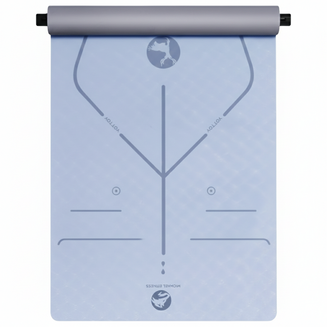 MICHAEL FITNESS 麥克健身 TPE體位線瑜珈墊 雙層防滑 霧霾藍, 1個