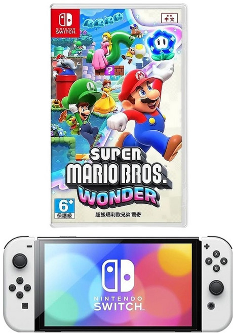 Nintendo 任天堂 SWITCH 台灣公司貨 OLED款式 遊戲主機 保固一年, 超級瑪利歐兄弟 驚奇組合