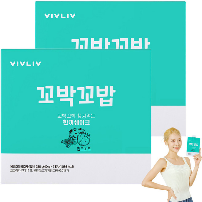 비브리브 꼬박꼬밥 챙겨먹는 한끼 쉐이크 민트초코, 40g, 14개