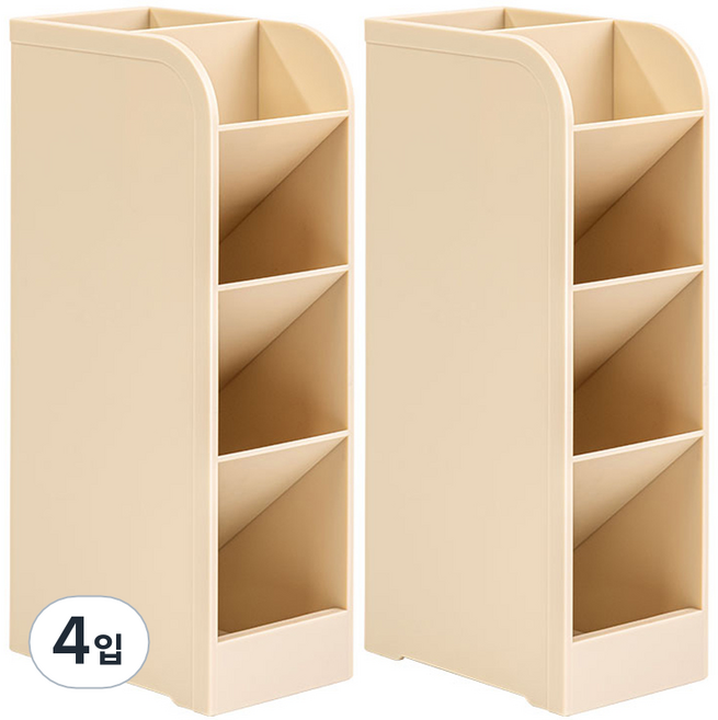 델리 데스크 오거나이저 5칸 분리 사선꽂이 정리함 8938-0, 아이보리, 4입