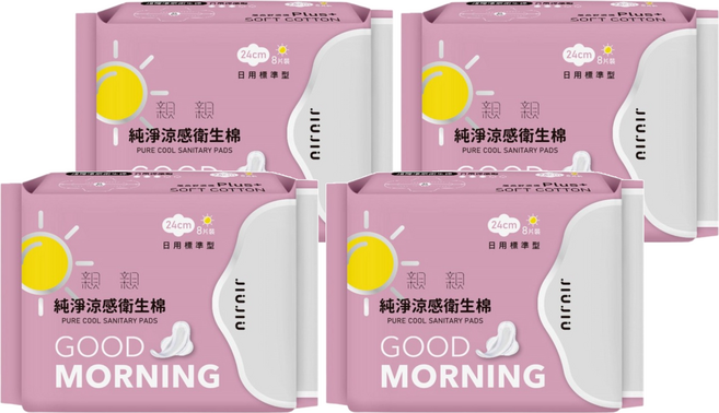 JIUJIU 親親 純淨涼感衛生棉, 日用標準型(24cm), 8片, 4包