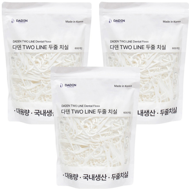 다덴픽 TWO LINE 두줄 치실, 600개입, 3개