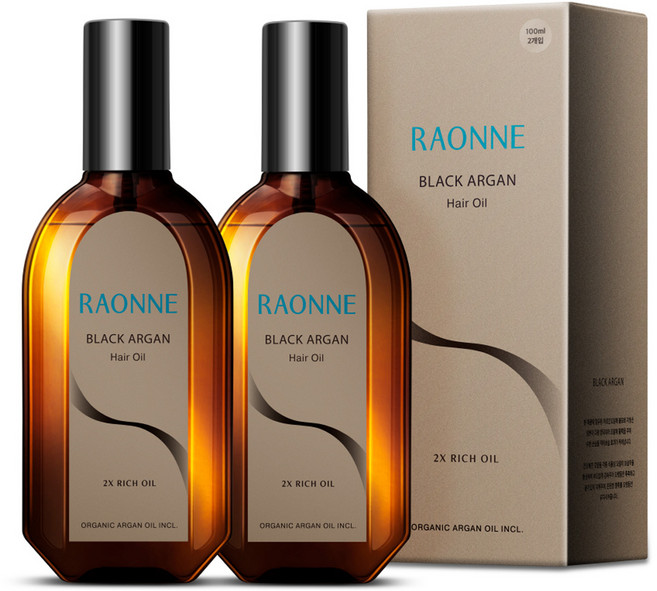 라온느 블랙 아르간 2X 리치 극손상 헤어오일, 2개, 100ml