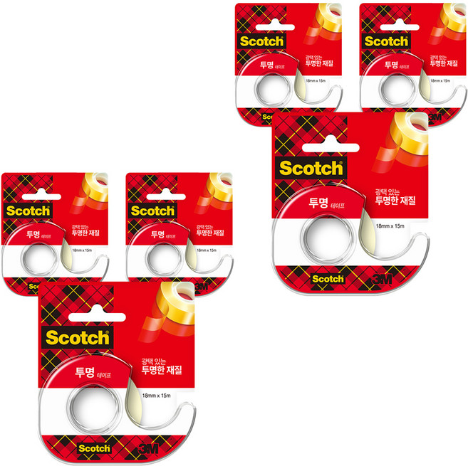 스카치 투명테이프 581 디스펜서 18mm x 15m, 6개, 6개