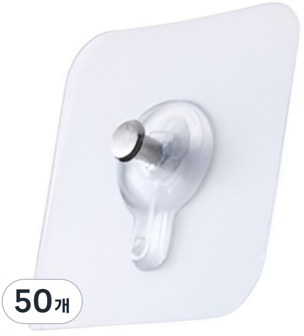 리빙홈디테일 홈 무타공 접착식 액자 시계 걸이 LHD-031, 투명, 50개