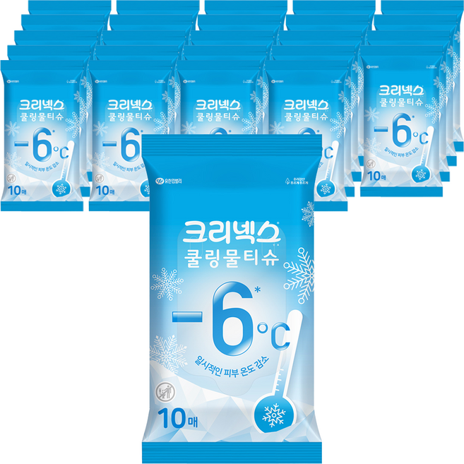 크리넥스 쿨링 물티슈 휴대형, 45g, 10매, 25개