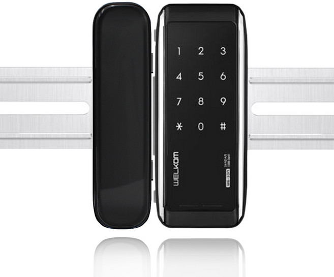 솔리티 웰콤 유리문 전용 스마트 보조키 손잡이 없음 도어락, WG-10N, 고객직접설치