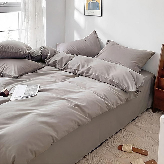 Aaron 艾倫生活家 經典素色舒柔棉床包被套3件組