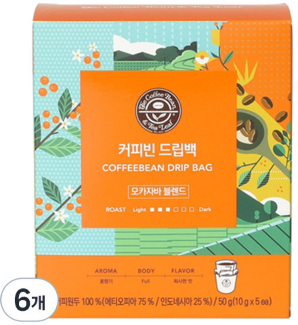 커피빈 드립백커피 모카자바 블렌드, 5개입, 6개, 10g