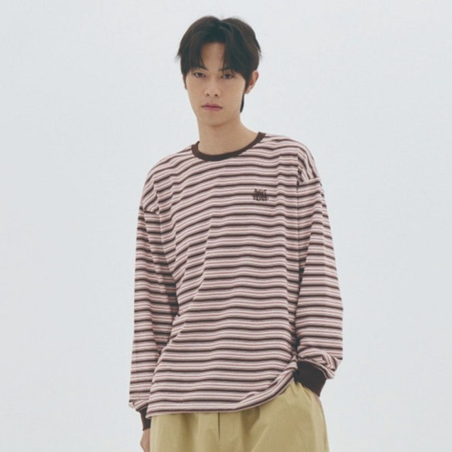 어반에이지 남녀공용 멀티 스트라이프 오버핏 롱슬리브