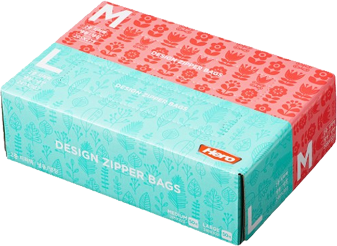 Hero HOUSEHOLD 夾鏈袋組, 中型 50個 + 大型 50個, 1盒, 100個