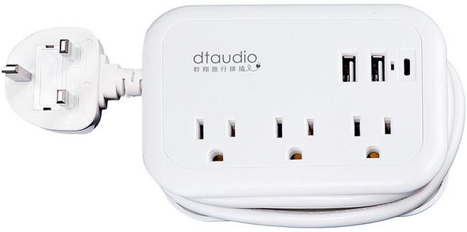 DTAudio 多國旅行排插 英規, 白色, 1個