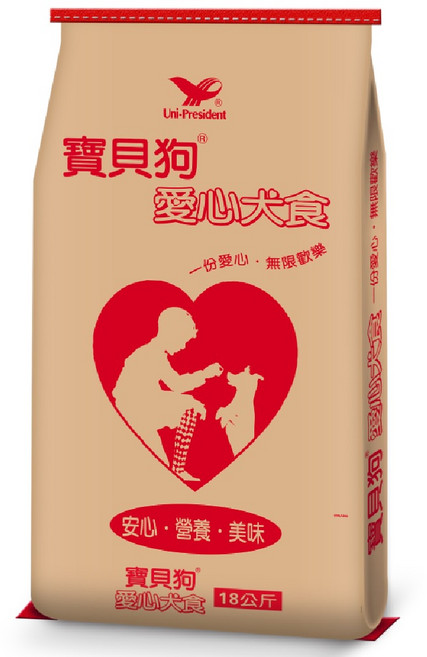 BABY DOG 寶貝狗 愛心犬食袋 犬用, 玉米 + 麥類產品 + 肉粉 + 黃豆產品, 18kg, 1包