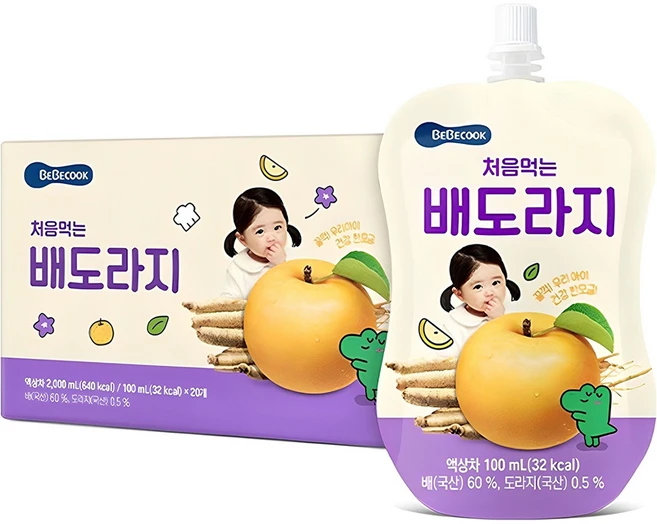 베베쿡 처음 먹는 배도라지 유아 음료, 100ml, 20개 - 쿠팡