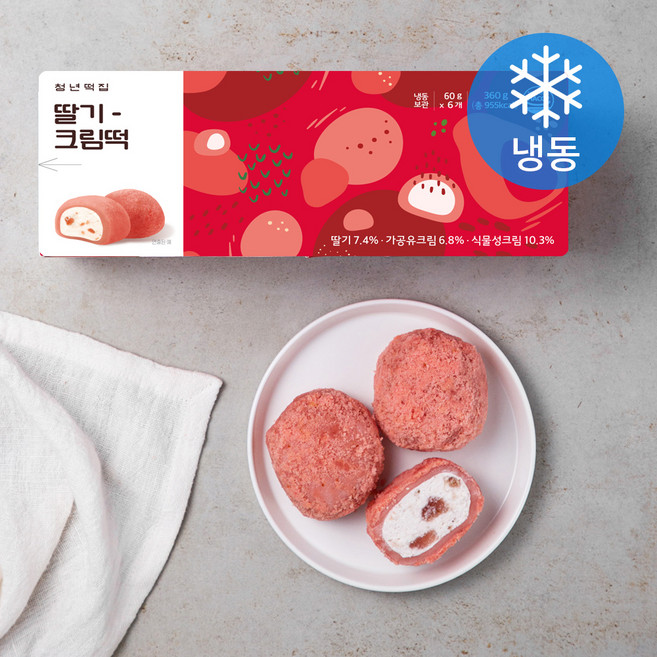 청년떡집 딸기 크림떡 (냉동), 60g, 6개입, 1박스