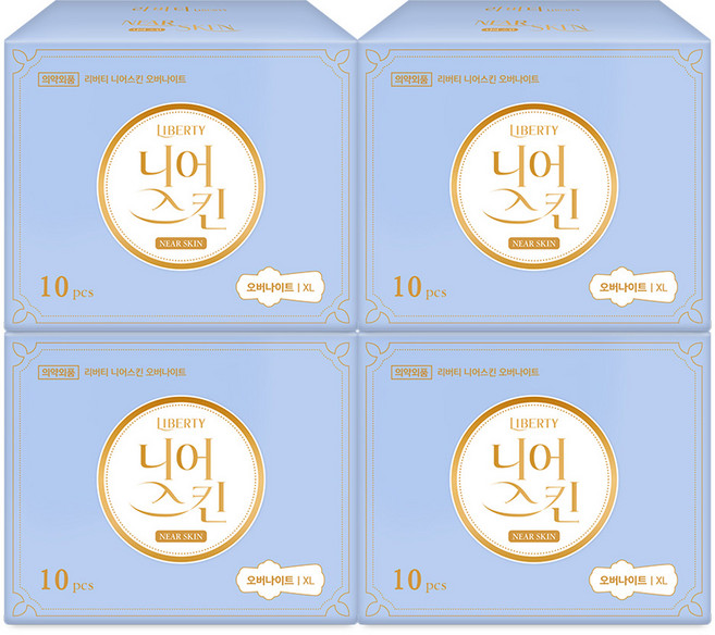 리버티오가네이처 니어스킨 오버나이트 생리대, 10개입, 4개